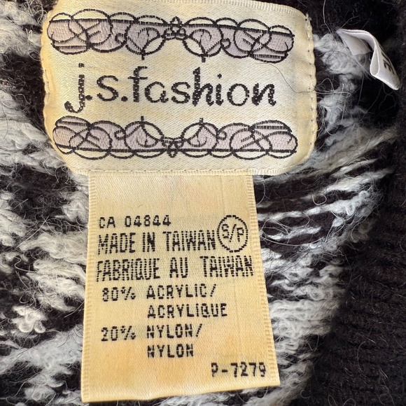 Vintage 80s Black & white houndstooth polo sweater - Picture 8 of 8